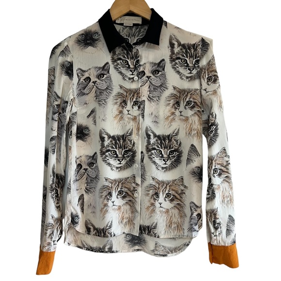 Stella McCartney silk cat print blouse size 34 or US 0, excellent condition - Picture 5 of 14